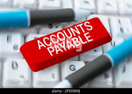 Unterschrift, in der die Verbindlichkeiten des Unternehmens gegenüber seinen Lieferanten als Verbindlichkeit angezeigt werden Stockfoto
