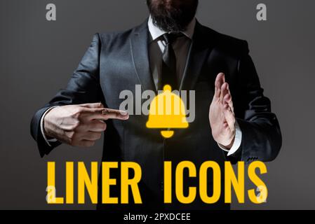 Konzeptionelle Beschriftung Liner Icons, Business Approach zur Verbesserung des visuellen Interesses und zur Erregung der Aufmerksamkeit des Benutzers Stockfoto