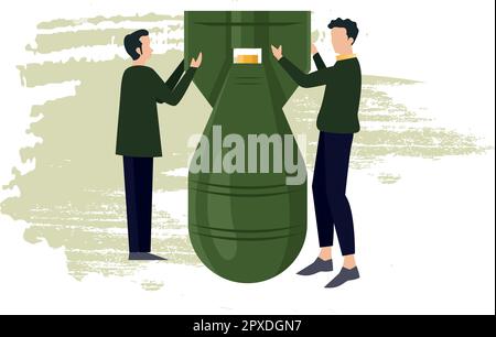 Die Jungs sehen sich die Rakete an. Stock Vektor