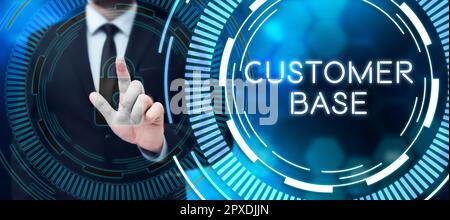 Konzeptionelle Überschrift Kundenbasis, Geschäftsübersicht ermutigen Sie Kunden, Ihre Marke zu kaufen Stockfoto