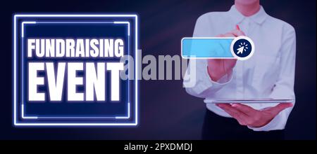 Handschriftliches Schild Fundraising Event, Konzept bedeutet Kampagne, deren Zweck es ist, Geld für eine Sache zu sammeln Stockfoto