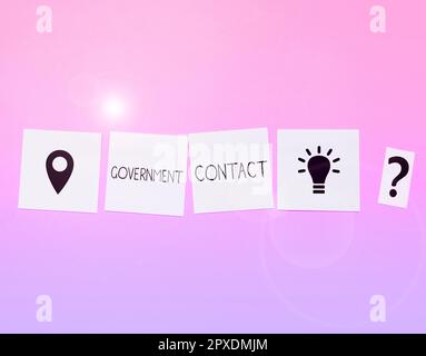 Das Schild zeigt die Schuldverschreibung „Government Contact, Business Idea“, die von einer Regierung zur Unterstützung der Ausgaben ausgegeben wurde Stockfoto