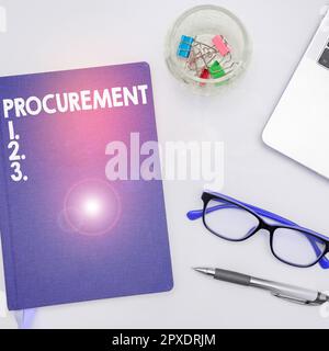 Handschriftlicher Text Beschaffung, Beschaffung konzeptioneller Fotos Beschaffung von Ausrüstung und Verbrauchsmaterial Stockfoto