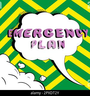 Inspiration mit Unterschrift Notfallplan, Geschäftsübersicht Verfahren für die Reaktion auf größere Notfälle vorbereitet sein Stockfoto