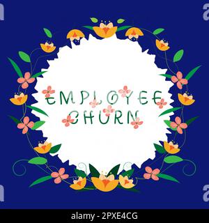 Handgeschriebener Text Mitarbeiterabwanderung, Unternehmen zeigt Änderungsrate vorhandener Arbeiten gehen verloren und werden neu hinzugefügt Stockfoto