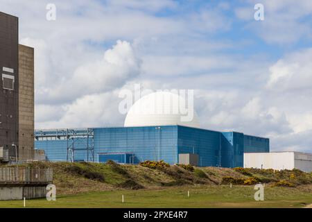 Das Kernkraftwerk Sizewell B auf dem Gelände des neuen Kraftwerks Sizewell C. Suffolk, Großbritannien Stockfoto