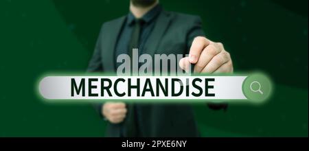 Inspiration mit Zeichen Merchandise, Business Approach die Waren oder Waren, die im Geschäft gekauft und verkauft werden Stockfoto
