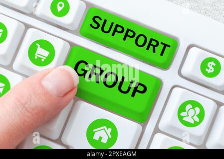 Konzeptionelle Darstellung der Support-Gruppe, Wort für die Anzahl der Personen, die am Service-Engagement beteiligt sind Stockfoto