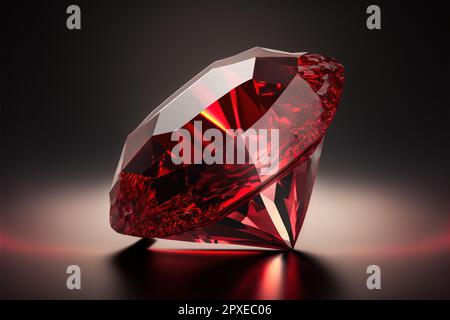 Dunkle Reflexion von Rubingemisch Diamond auf verlaufendem Hintergrund-3D-Rendering. Stockfoto