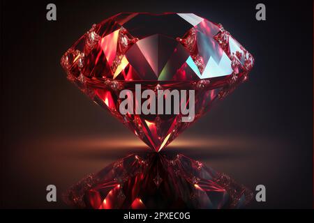 Dunkle Reflexion von Rubingemisch Diamond auf verlaufendem Hintergrund-3D-Rendering. Stockfoto