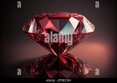 Dunkle Reflexion von Rubingemisch Diamond auf verlaufendem Hintergrund-3D-Rendering. Stockfoto