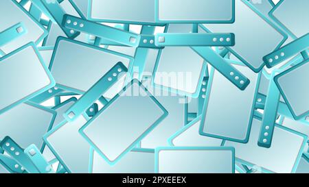 Endlose nahtlose Muster wunderschöner virtueller, moderner IT-Computer mit Monitoren auf blauem Hintergrund. Vektordarstellung. Stock Vektor