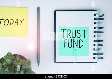 Konzeptionelle Darstellung Treuhandfonds, Konzept bedeutet Geld, das von den Treuhändern für die Begünstigten gehalten wird Stockfoto