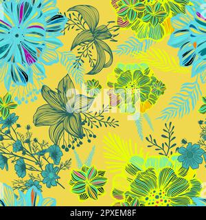 Heller Hintergrund mit grafischen Blumen. Vektordarstellung Stock Vektor