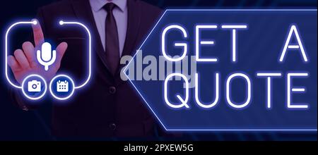 Konzepttitel Angebot abrufen, Wort für den letzten Kurs, zu dem ein Wertpapier oder eine Ware gehandelt wurde Stockfoto