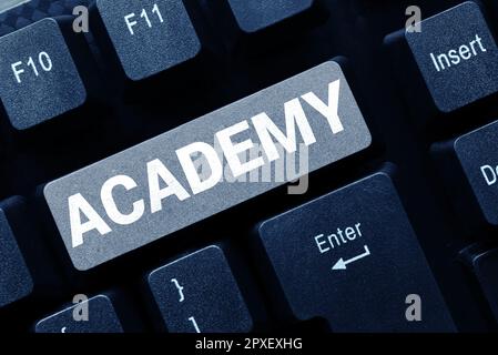 Text, der Inspiration Academy zeigt, ein Wort, auf dem Schüler akademische Unterstützung erhalten können Stockfoto