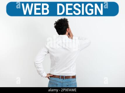 Konzeptunterschrift Web Design, Konzeptfoto, der für die Produktion und Wartung von Websites verantwortlich ist Stockfoto