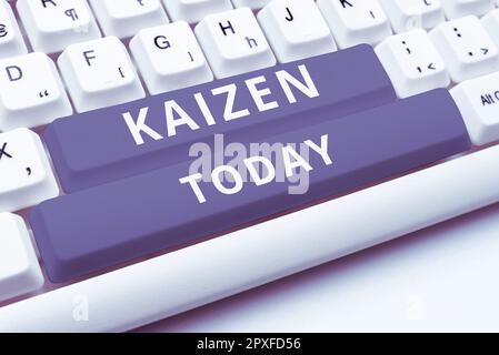 Schild mit Kaizen, Business Approach, einer japanischen Unternehmensphilosophie zur Verbesserung der Arbeitsmethoden Stockfoto