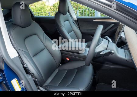 Hongkong, China 15. Februar 2023 : Tesla Model Y 2023 Interior Feb 15 , 2023 in Hongkong. Stockfoto