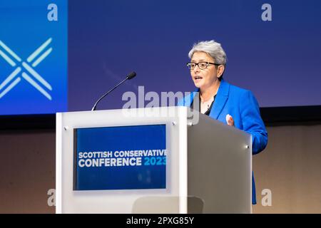 Annie Wells MSP spricht auf der Scottish Conservative Conference 2023, SEC, Glasgow, Schottland, Großbritannien Stockfoto