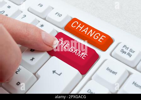Konzeptionelle Darstellung Ändern Sie das Spiel, Anpassung des Internetkonzepts bei groben Strategieplanungsprozessen usw. Stockfoto