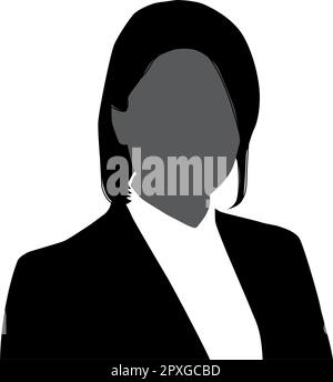 Silhouettenvektorsymbol des Oberkörpers mehrerer Geschäftsfrauen. Stock Vektor