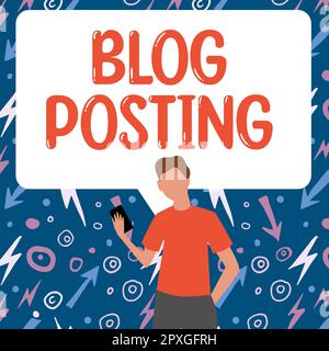 Textzeichen mit Blog-Posting, Internetkonzept regelmäßige Aufzeichnung der Gedanken, Meinungen oder Erfahrungen einer Person Stockfoto