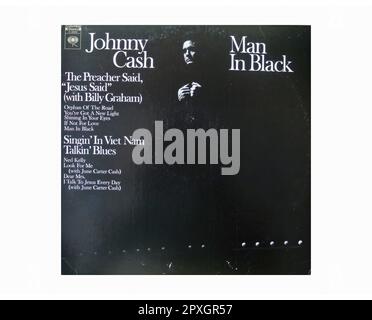 Johnny Cash - man in Black - Vintage L.P Musik Vinyl Schallplatte Stockfoto