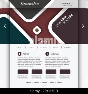 Website-Templates mit abstrakten Header-Design - Quadrate-Muster Stock Vektor