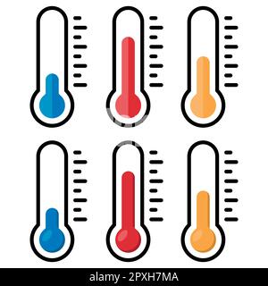 Einstellung Des Temperatursymbols. Thermometer zur Anzeige der Temperatur. Thermometersymbol. Vektordarstellung. Eps 10. Stock Vektor