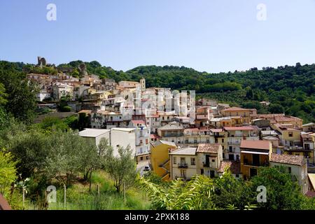 Altstadt von Nicastro mit Schloss in Lamezia Terme, Kalabrien, Italien Stockfoto