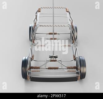 Eine traditionelle Südafrikanische handgefertigte Kabel Spielzeugauto aus Metall und Draht aus Kupfer mit blechdosen als Räder auf einem isolierten Hintergrund - 3D-Rendering Stockfoto