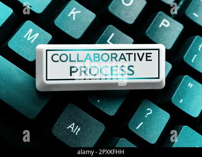 Konzeptionelle Überschrift Collaborative Process, Word for People and Organizations Work Achievate Results Stockfoto