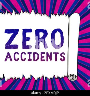 Schreiben mit Text Null Unfälle, Geschäftsübersicht wichtige Strategie zur Vermeidung von Unfällen am Arbeitsplatz Stockfoto