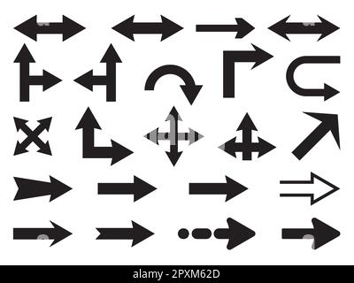 Sammlung einfacher schwarzer Vektorpfeile. Stock Vektor