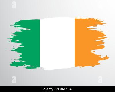 Irlandflagge mit einem Pinsel gemalt. Stock Vektor