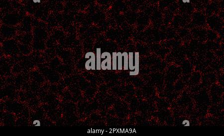 Rote Punkte stellen einen abstrakten Hintergrund dar, der auf Schwarz isoliert ist. Die Textur „Blaze Fire Flame“ überlagert sich auf einem isolierten schwarzen Hintergrund mit roter Punktreflexion. Stockfoto