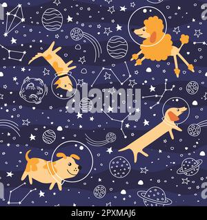 Weltraumhintergrund bei Hunde-Astronauten Stock Vektor