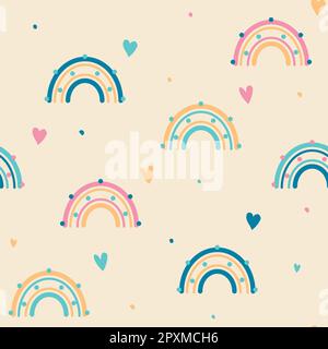 Süßes Muster mit pastellfarbenen Regenbogen. Stock Vektor
