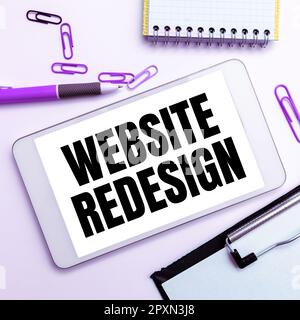Konzeptionelle Beschriftung Neugestaltung der Website, Word für Modernize Improver oder Optimierung des Erscheinungsbilds Ihrer Website Stockfoto