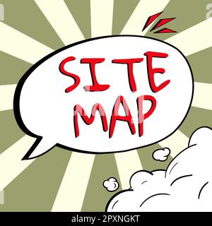 Konzeptionelle Darstellung Sitemap, Geschäftskonzept, das sowohl Benutzern als auch Suchmaschinen beim Navigieren auf der Site hilft Stockfoto