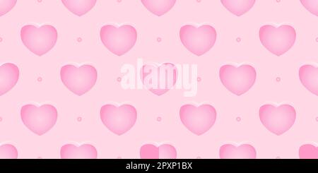 Nahtloses Muster in einem einfachen Stil. Herzschmuck auf pinkfarbenem Hintergrund. Das Konzept der Romantik. Stockfoto