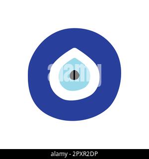 Von Hand gezeichnetes, flaches türkisches Fatima-Augenzeichen isoliert auf weißem Hintergrund Stock Vektor