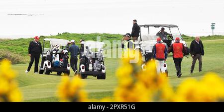 Turnberry, Ayrshire, Schottland, Großbritannien. 2. Mai 2023. Ex-Präsident Donald Trump besucht Trump Turnberry für eine Runde Golf am 02. Dezember 05/23. Gutschrift: CDG/Alamy Live News Stockfoto