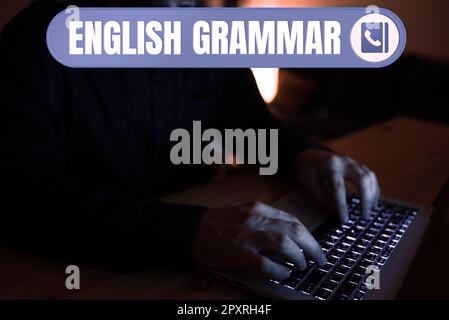 Konzeptionelle Beschriftung Englisch Grammatik, Business-Übersicht Kurse decken alle Ebenen des Sprech- und Schreibens in englisch ab Stockfoto