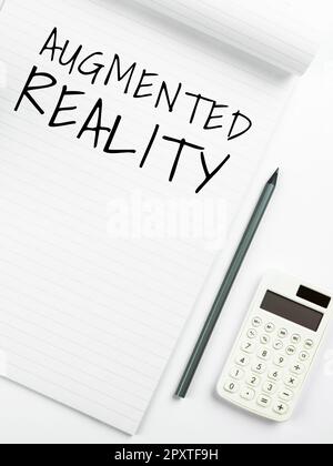 Schild mit Augmented Reality, Business Overview Technologie, die Computerbilder in der realen Welt aufzwingt Stockfoto