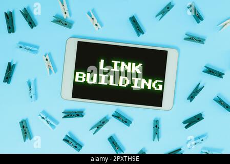 Konzeptionelle Beschriftung Link-Erstellung, Wort, das auf SEO Term Exchange Links geschrieben wurde Hyperlinks werden indexiert erworben Stockfoto