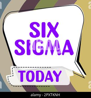 Textunterschrift mit Six Sigma, Konzept bedeutet Managementtechniken zur Verbesserung von Geschäftsprozessen Stockfoto