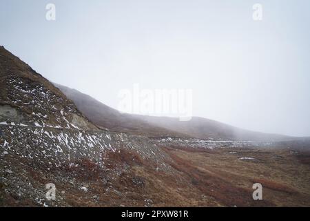 Schneefall im Zulik Nathang Valley Sikkim Stockfoto