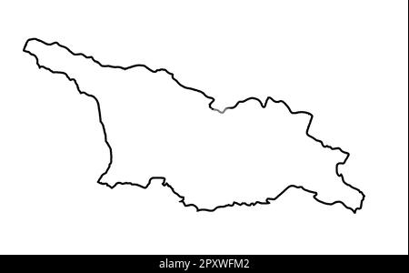 Umrissene Silhouettenkarte des osteuropäischen Landes Georgien, isoliert vor weißem Hintergrund Stockfoto